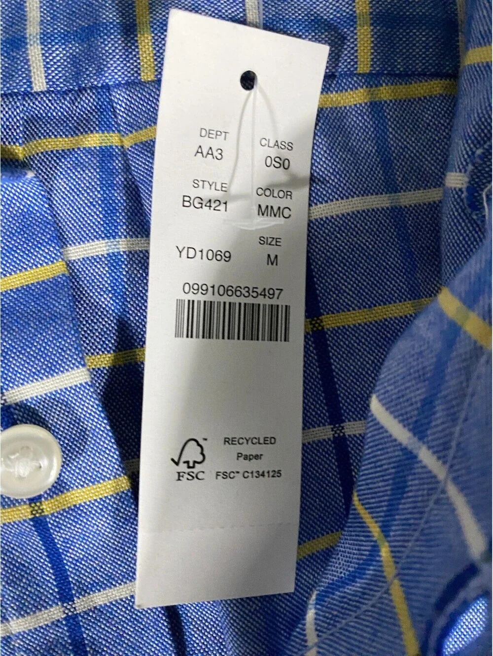 J.Crew Broken-In Oxford Shirt Mens M Slim Blue Plaid Organic Cotton NWT